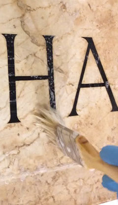 Hackney Town hall hand cleaning of the main sign
